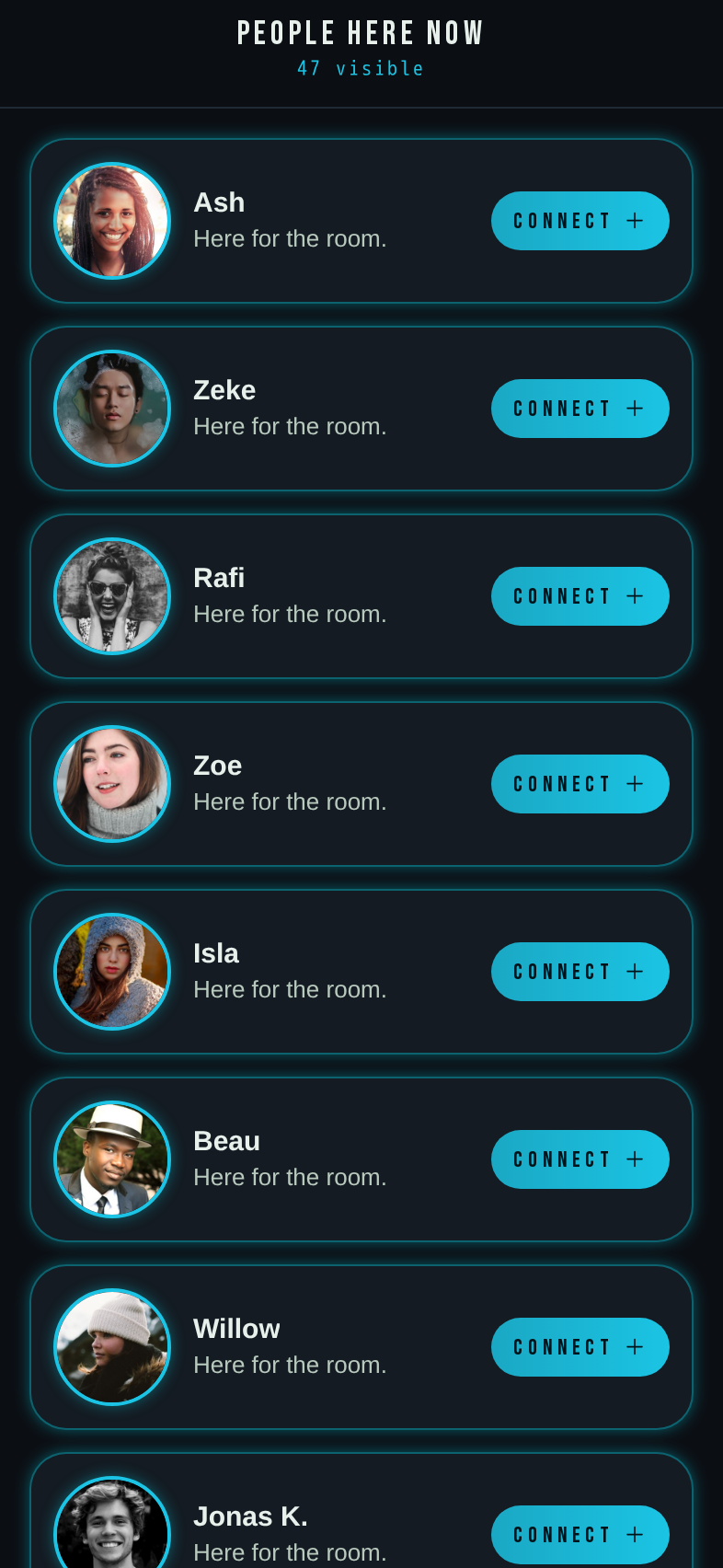 People here now attendee list on GateMate iOS
